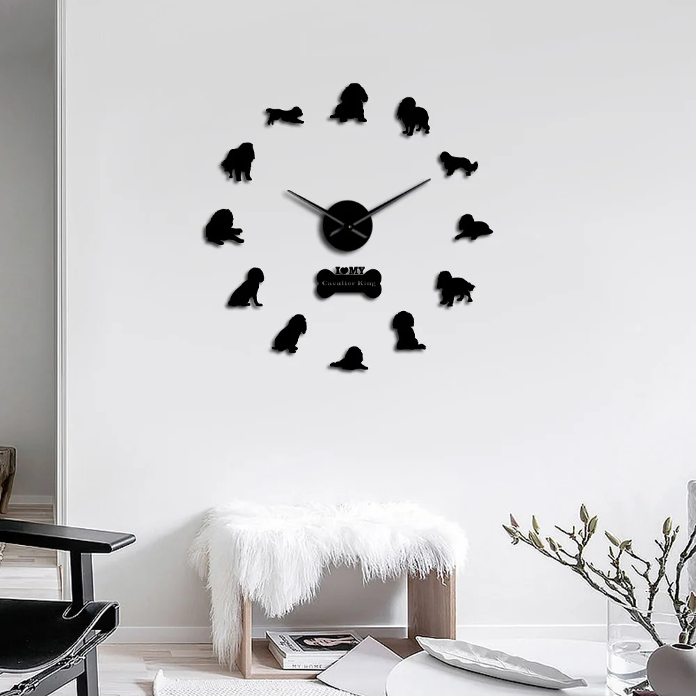 Cavalier King Charles Spaniel DIY Wall Art Home Decor DIY Oversized Wall Clock Dog Breed Frameless Wall Clock Dog Memorial Gift