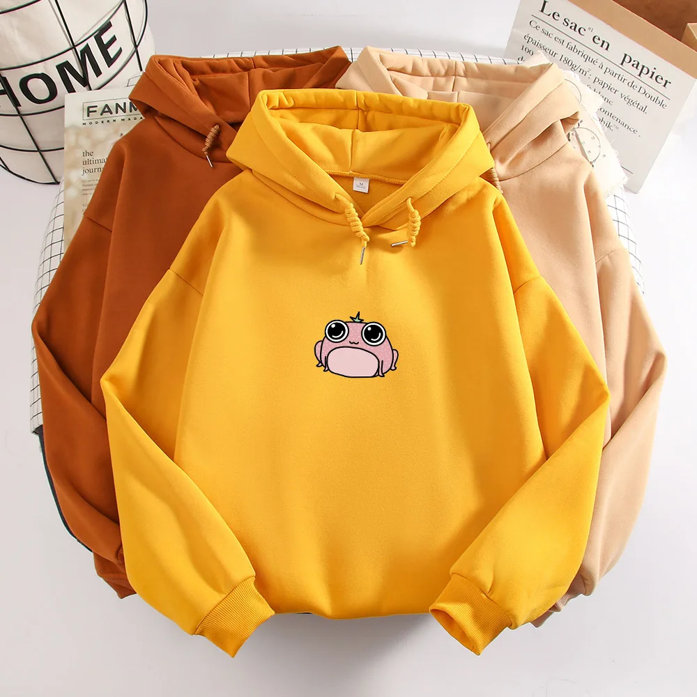 Pink Frog Hoodie Harajuku Casual Pullover Aesthetic Clothes Oversized Hoodies Women Long Sleeve Winter Cute Sweetshirt for Girls
