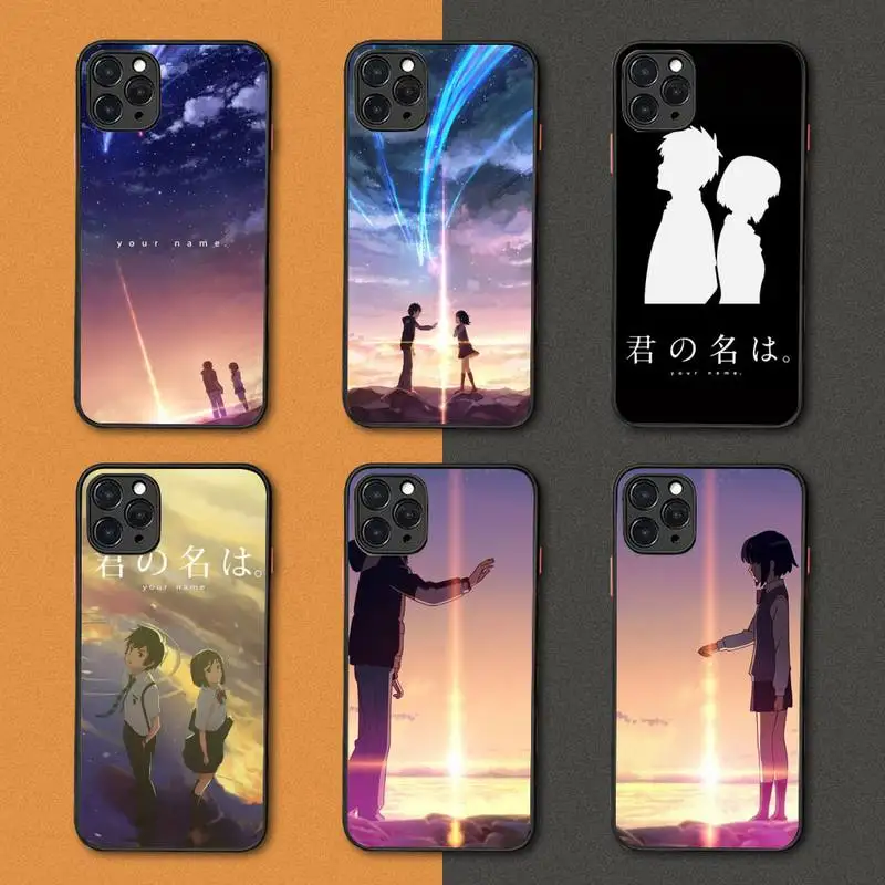 

Japanese Anime Your Name Phone Case black matte transparent For iPhone 7 8 x xs xr 11 12 pro plus mini max Clear Funda