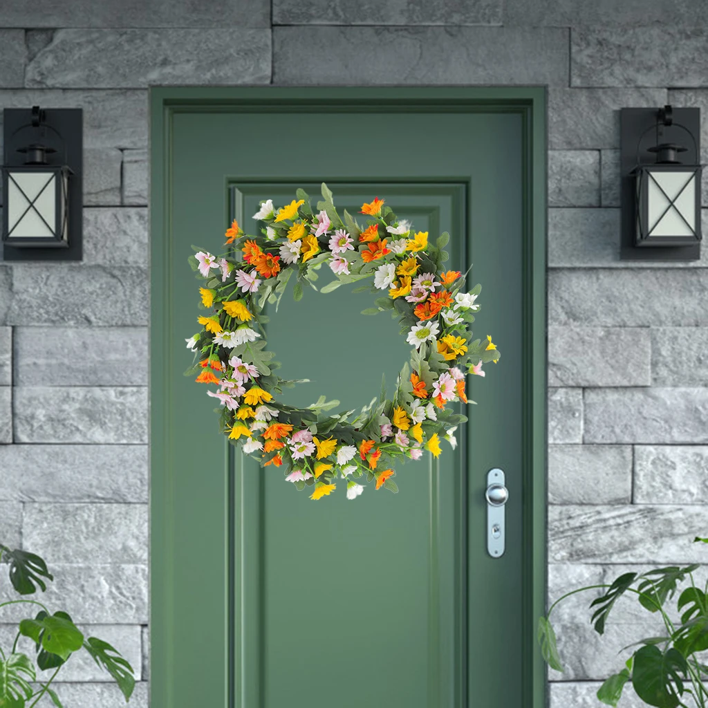 Декоративный венок с маргаритками красивый искусственный 12 дюймов для весны