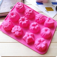 10 pcs cake molds 12 holes silicone mould flower heart shaped diy handmade candle cake baking soap moulds mold kitchen tools