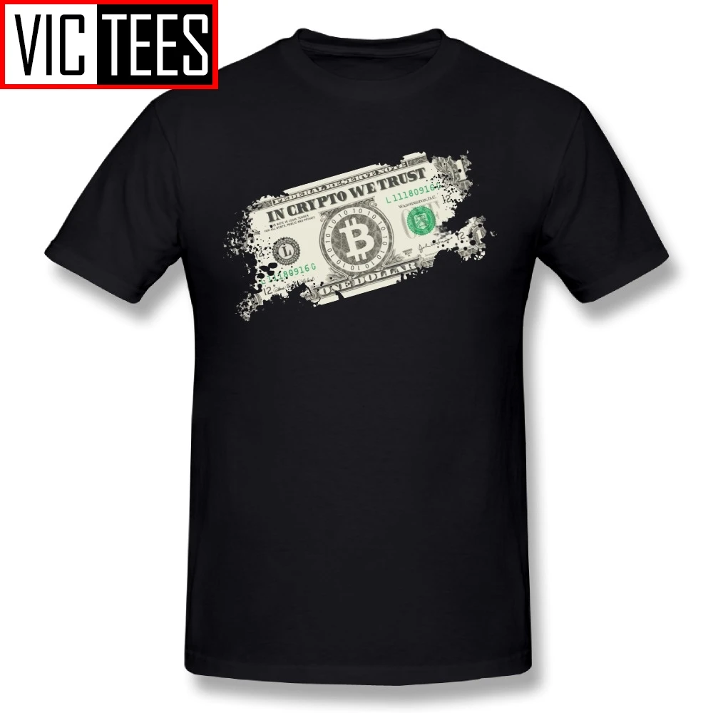 Мужская Винтажная Футболка Crypto We Trust Биткоин долларов США криптовалют