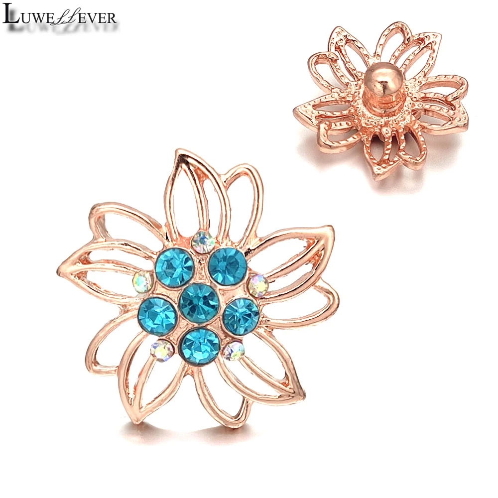 

Luwellever Component 074 Flower Crystal 18mm Metal Snap Button For Bracelet Necklace Interchangeable Jewelry Accessorie Findings