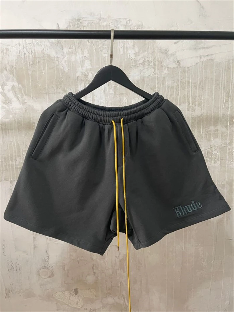 

Шорты мужские/женские на шнуровке, винтажные бриджи с вышитым логотипом, бирка с желтым кулиской, в стиле ревеня, 1:1