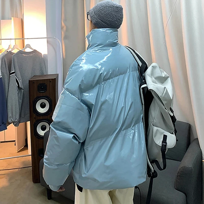

Men Streetwear Hip Hop Blue Winter Bubble Jackets Coat 2021 Mens Harajuku Warm Parka Male Korean Fashions Puffer Jacket