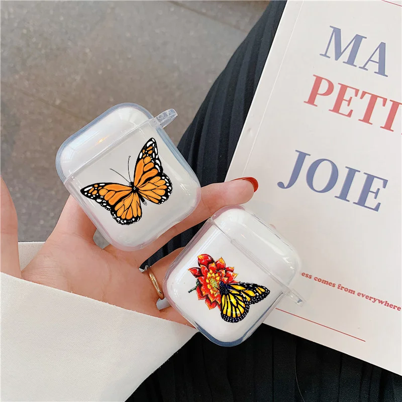 

Cute Cartoon Butterfly Airpod Cases For Airpods 2 1 Case Cover Clear Transparent Silicone Soft TPU Exotic Earphone Cover Box