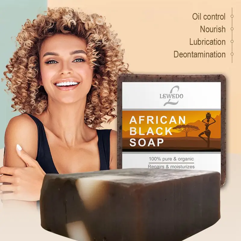 

LEWEDO Body African Black Soap Beauty Care Whitening Soften Skin Moisturize Improve Oily Skin Facial Soap Washing Hand Soap 100g