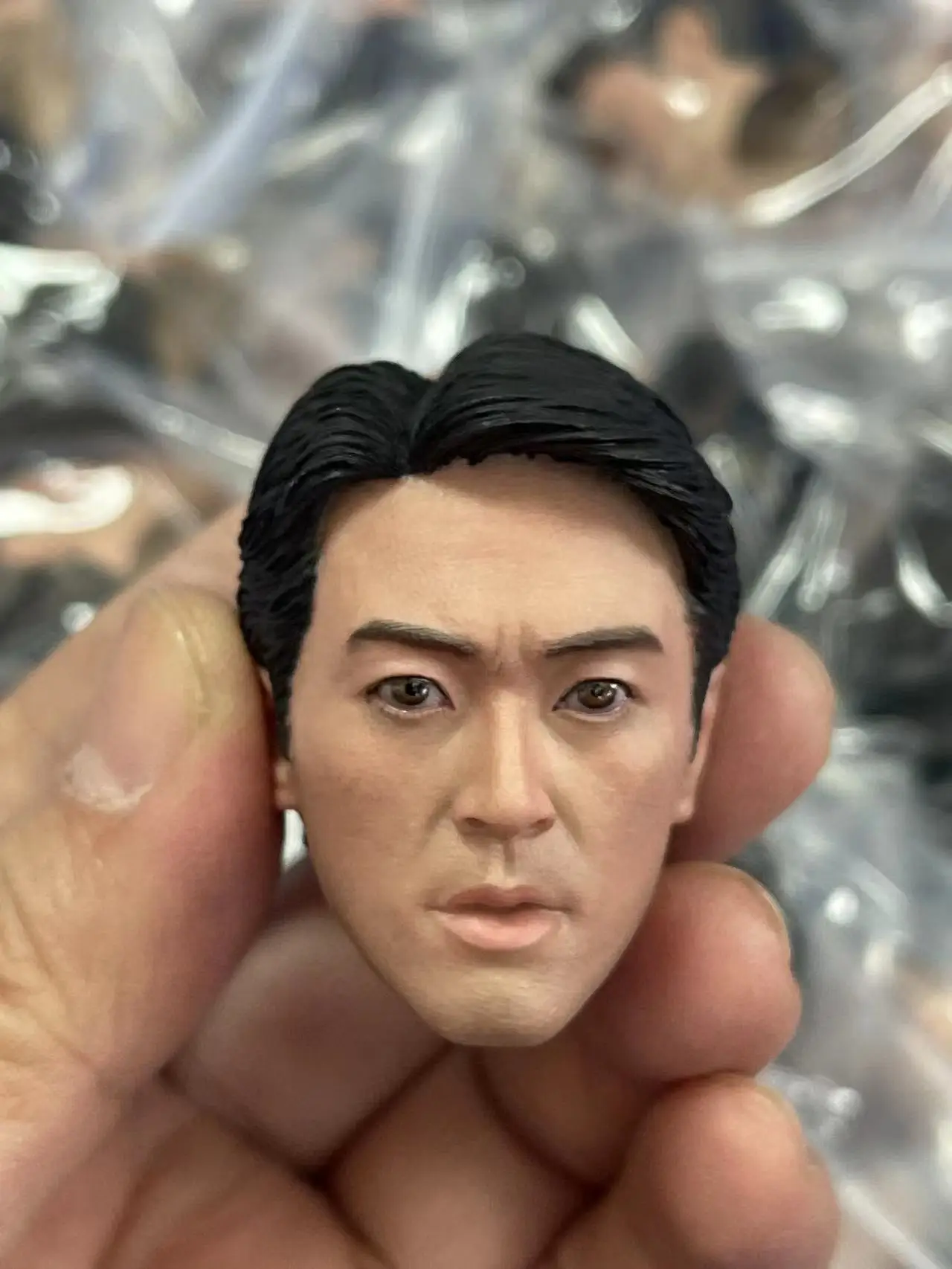 

1/6 scale Asian star Male Soldier Head Sculpture Carving Model fit 12" Action Figure Body