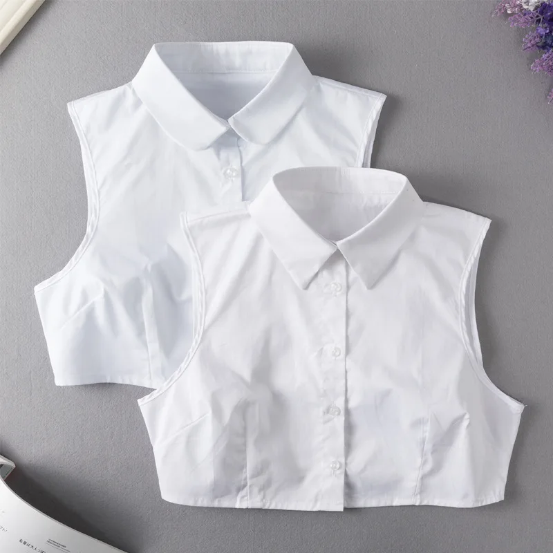 

2022 Women Detachable Lapel Fake Collar Formal Solid Color Mens False Collars Button Down False Half Shirt Blouse Nep Kraagje