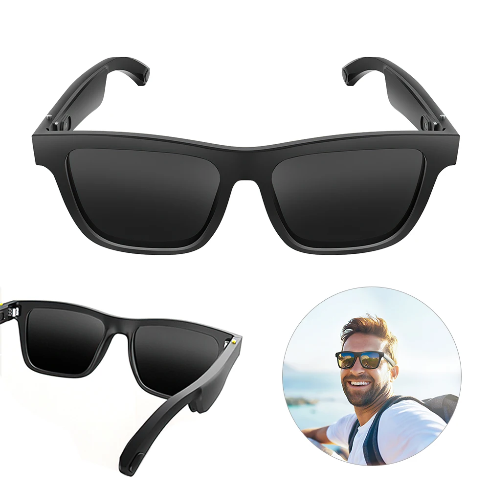 구매 Wireless Audio Glasses Bone Conduction Bluetooth Headset Waterproof Handsfree Music Sports Sunglasses Support Call Listen Music