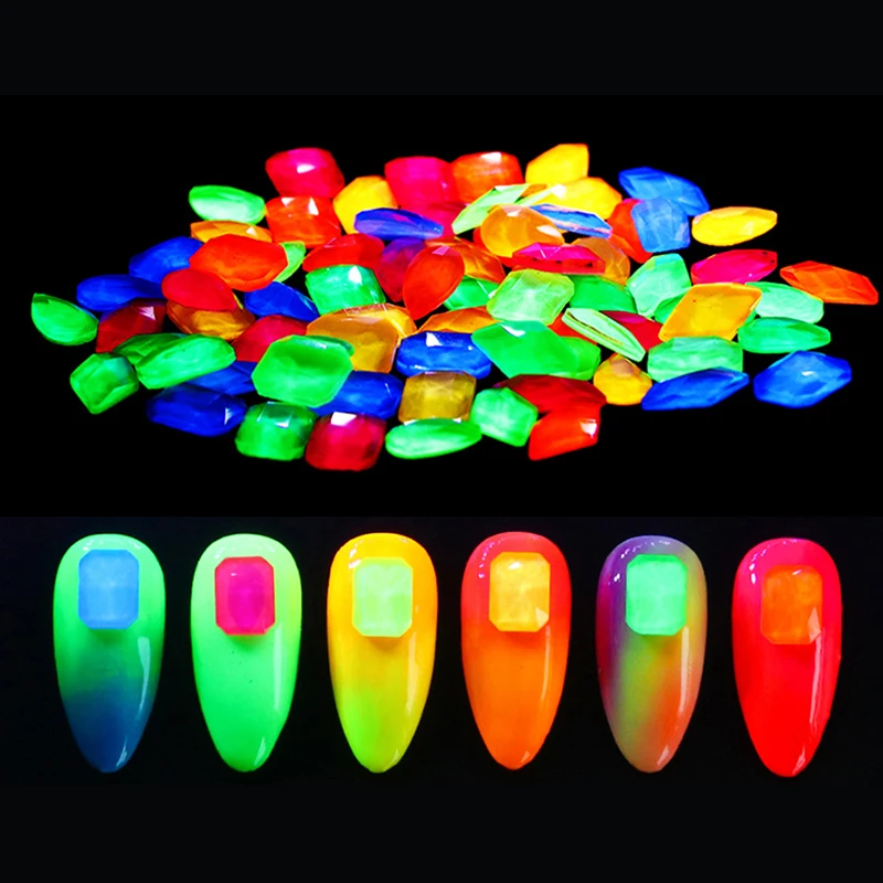 12 шт. флуоресцентные Стразы для ногтей Светящиеся неоновые желтые розовые цвета