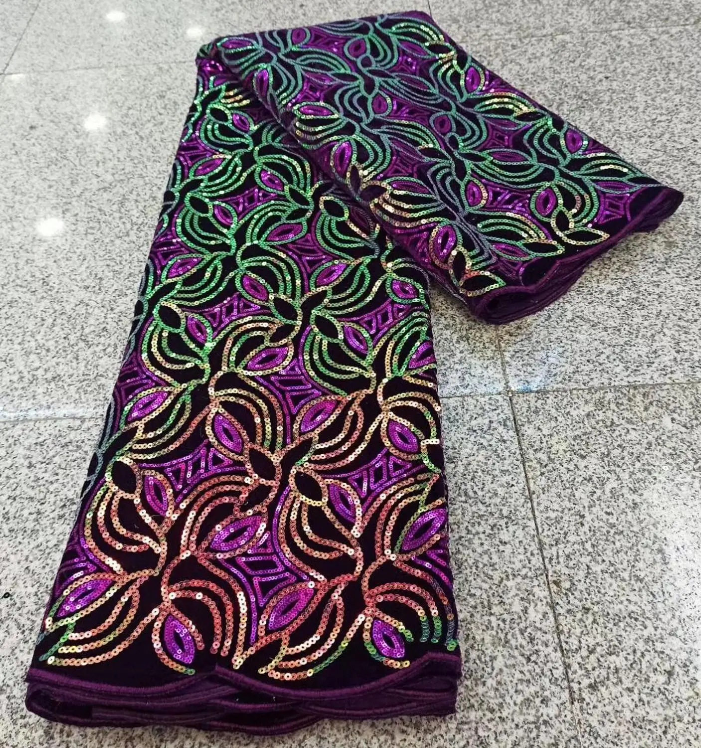 

Nigerian Lace Fabrics African Lace Fabric 2020 High Quality Velvet Lace With Sequins French Lace Fabric Sewing