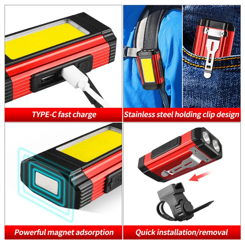 

Bicycle Light Rechargeable USB LED Work Light Waterproof Cycling Headlight Tail Light Multifunctional Bike Accessories