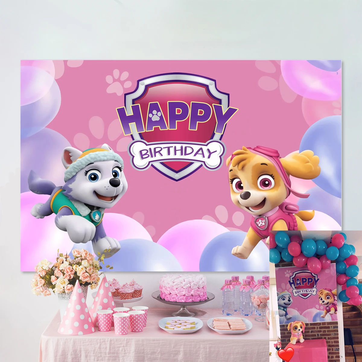 Пользовательский розовый мультяшный собачий патруль Летающий фон для