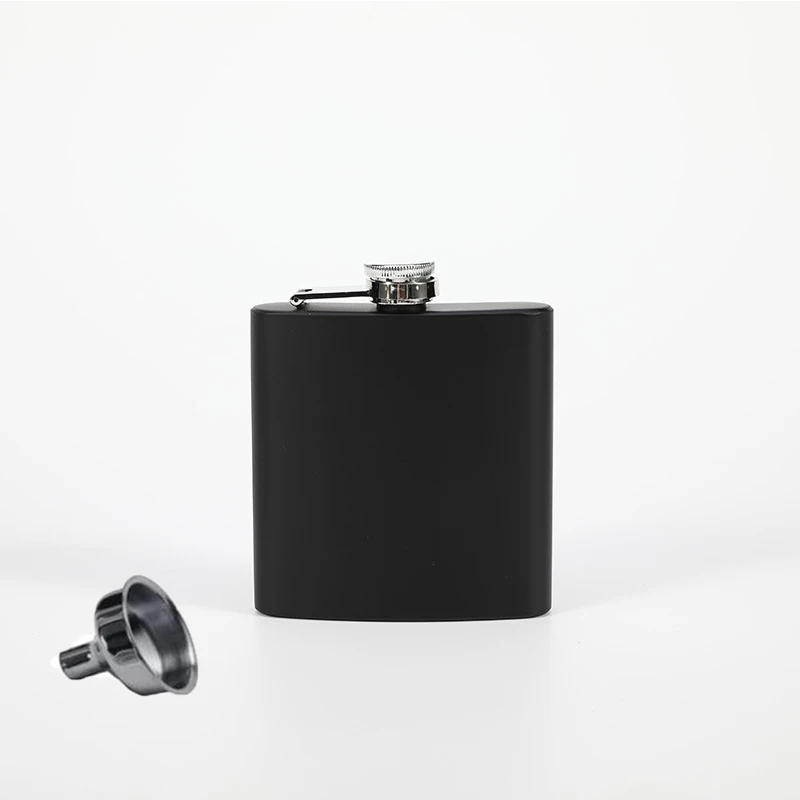 Матовая черная плоская фляжка индивидуальная бутылка для спирта из нержавеющей