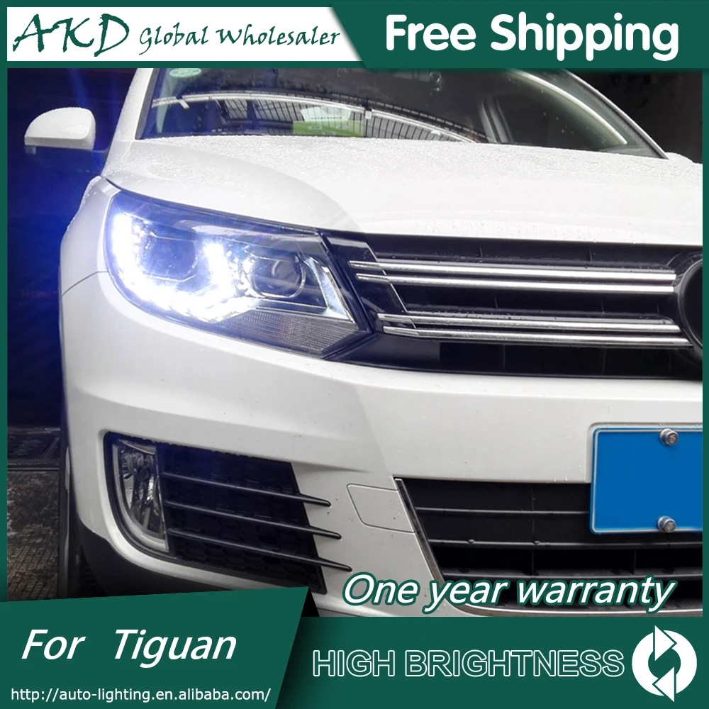 AKD автомобильный Стайлинг для VW Tiguan фары 2013- Tiguan светодиодный налобный фонарь светодиодный DRL Биксеноновые линзы фары дальнего ближнего света для парковки