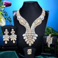 kellybola big luxury embroidery flowers 4pcs for women wedding banquet african indian cubic zircon dubai bridal jewelry sets