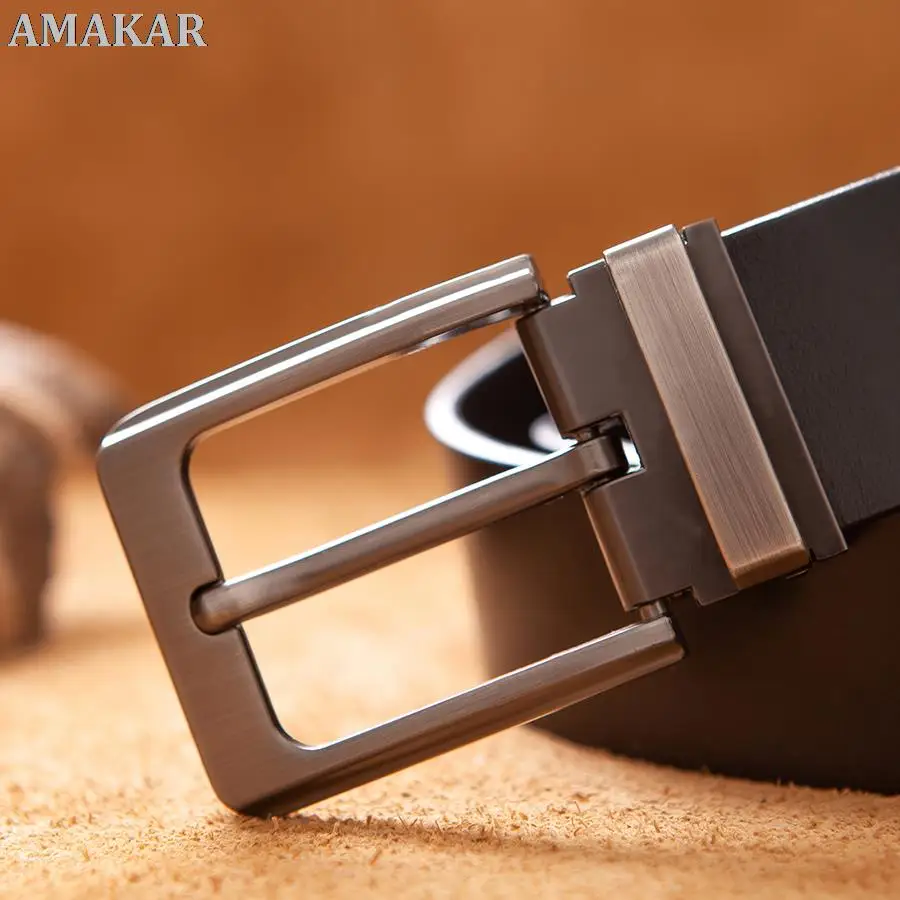 

Cowhide Genuine Leather Belts for Men Male Pin Buckle Jeans Waist Belt Mens Black Brown Commuter business Belt Ceinture Homme