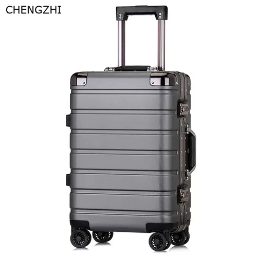 dark gray CHENGZHI, 20 дюймов, 24 дюйма, новинка, чемодан на колесиках, для мужчин, бизнес, для кабины, на колесиках, алюминиевая рама, для женщин, дорожная сумка - Цвет: dark gray