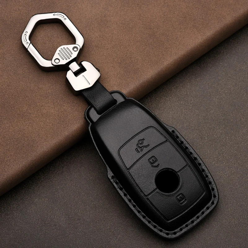 

Leather Car Key Case Cover for Mercedes-Benz E-class E200L/E300L/C260L/C180 GLC A200 Car Shell Protector Accessories