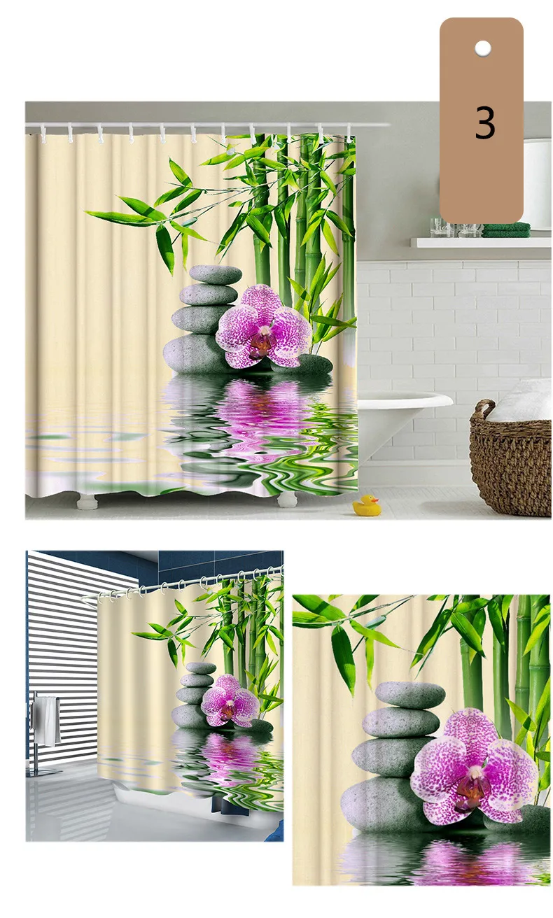 180* 180cmMulti-Styles 3D HD цифровой занавески для душа с принтом водонепроницаемые, влажность-доказательство Ванная комната Шторы s полиэстер Душ Шторы