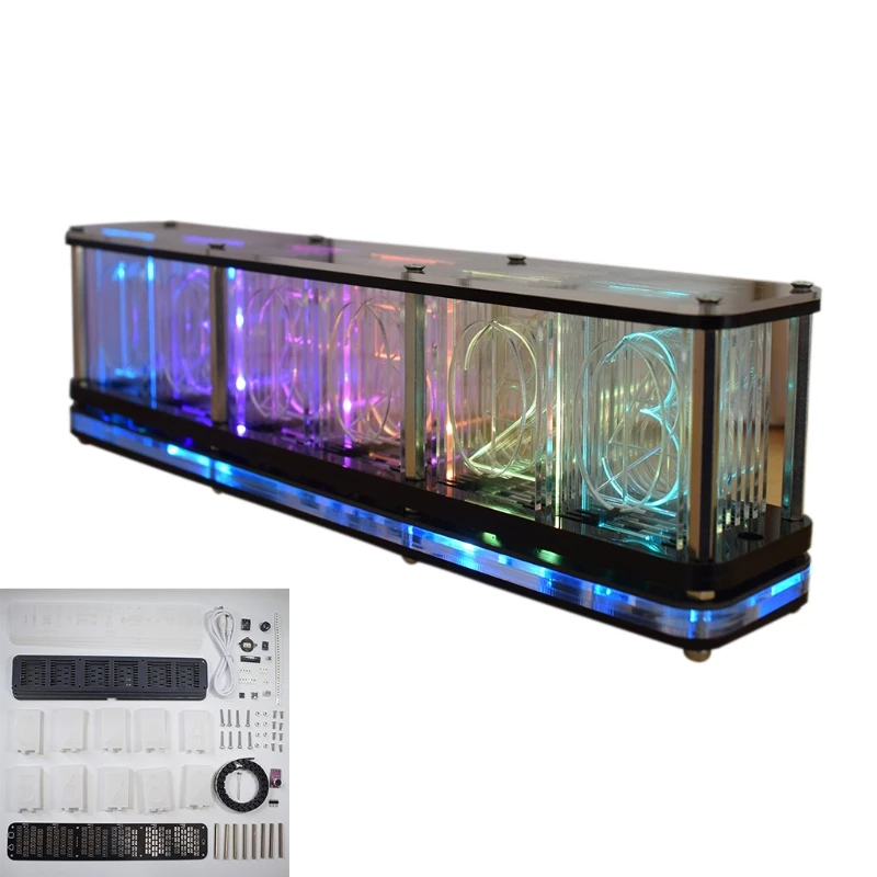 

H7JB DIY Kits RGB LED Imitate Glow Tube Clock LED Music Spectrum Time tube Night light Full Color RGB Home Decoration Gift