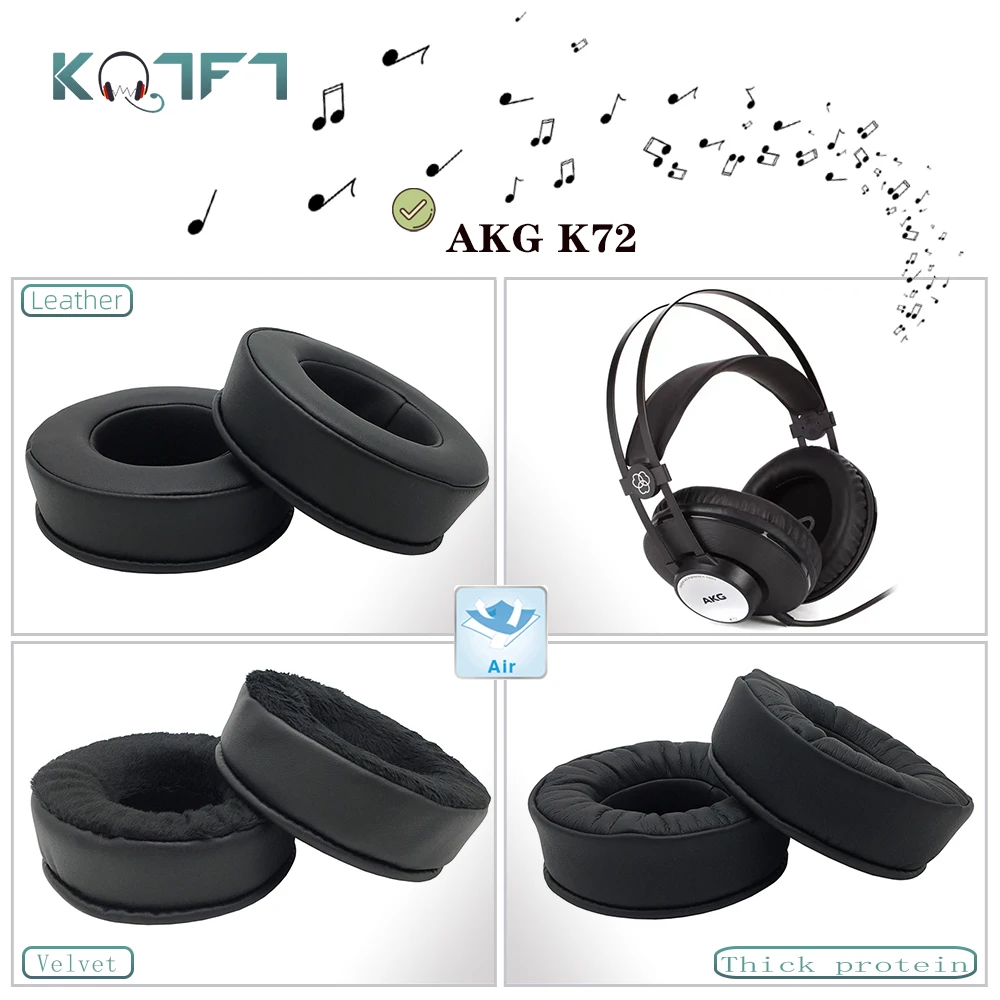 

KQTFT Protein skin Velvet Replacement EarPads for AKG K72Â Headphones Ear Pads Parts Earmuff Cover Cushion Cups