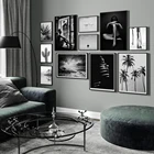 Черно-белый женский плакат, пальма, пейзаж, печать на стене, Абстрактная Картина на холсте, фотография, фотография