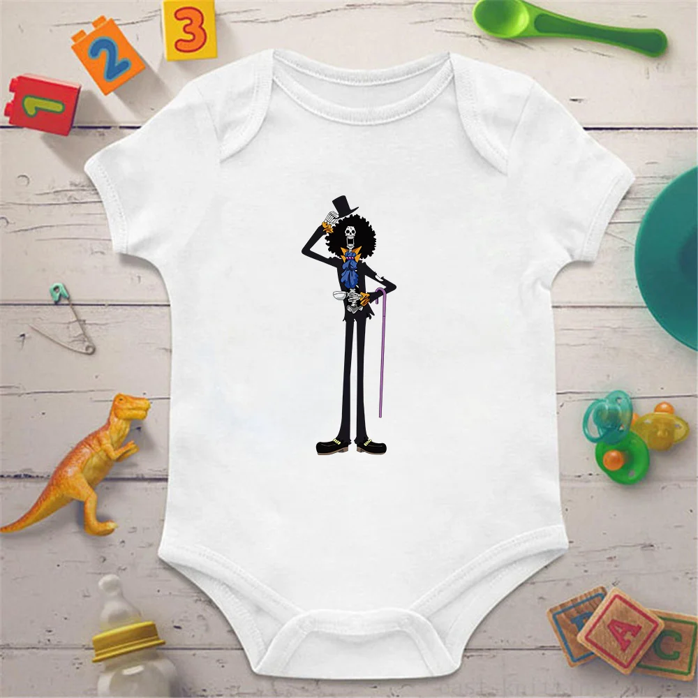 

One Piece Anime Newborn Baby Clothes Graphic Short Sleeve Girl Boy Clothing Design Rompers De BeBe Costumes White Casual Clothes