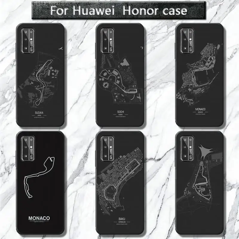 

Monaco Formula 1 racing circuit Phone Case for Huawei Honor 30 20 10 pro lite view 10 9 8C 5A PLAY 8X Honor 30 lite phone case