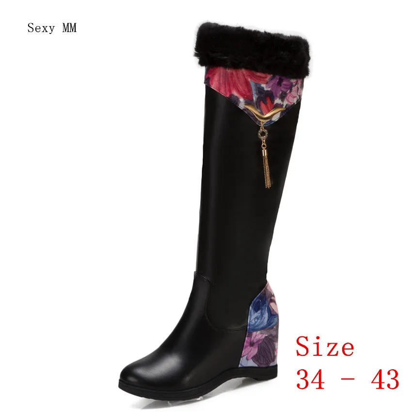 

Spring Autumn Wedges Women Knee High Boots Height Increasing High Heels Woman Thigh High Boots Plus Size 34 - 40 41 42 43