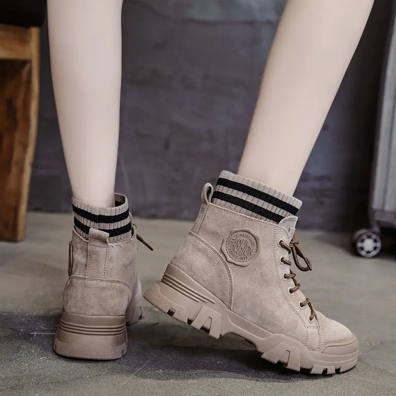 

PU Martin Boots Ladies Platform Shoes Woman Booties 2020 Women's Shoes Ankle Boots For Women High Heel Autumn Chaussure Femme