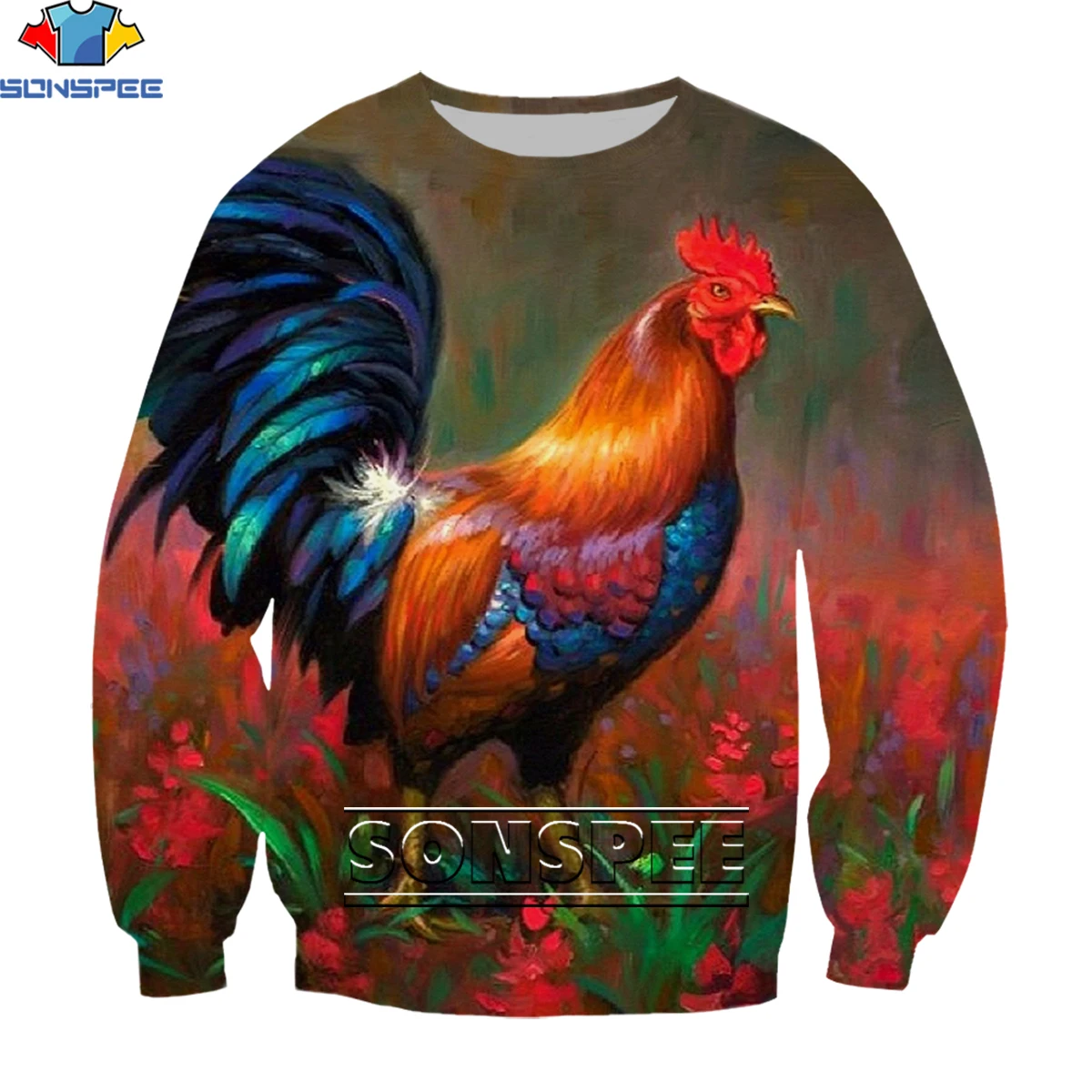 

SONSPEE France Gallic Rooster Chicken Fowl Sweatshirt 3D Print Men Women Animal Harajuku Long Sleeve Streetwear Unisex Tops
