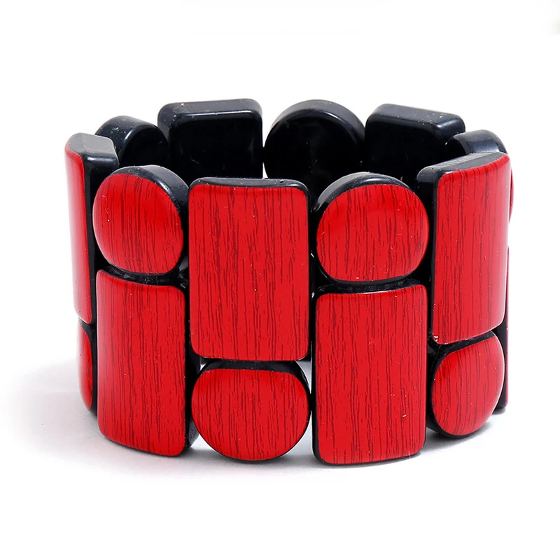 Винтажные красные браслеты манжеты из смолы для женщин широкие акриловые