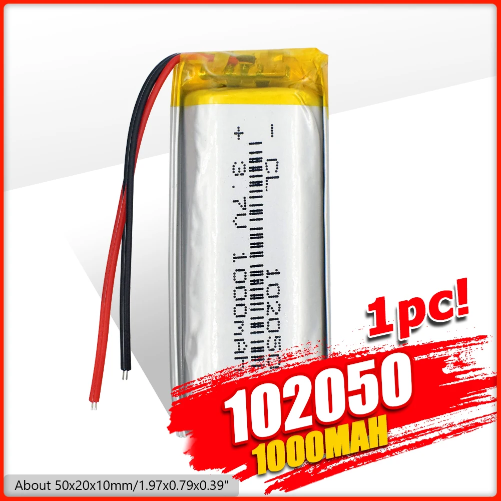 1/2/4x Перезаряжаемые 3 7 V 1000mAh литий полимерный Батарея 102050 аккумулятор с печатной