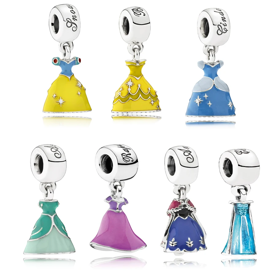 

Оптовая продажа, серебро 925 пробы, платье Белоснежки, подвеска-Шарм, подходящее для платья Пандоры, подвеска-Шарм, ювелирные изделия «сделай ...