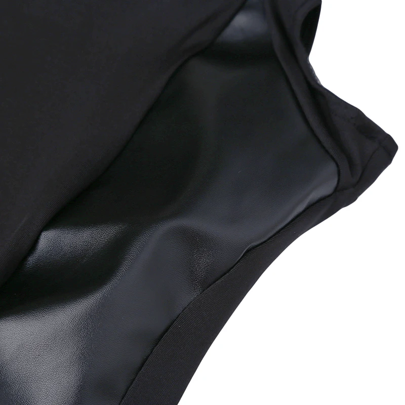 

Women Dress Sexy Black Imitation Leather Patchwork Bodycon Dress Sleeveless Slilm Summer Dress Zipper Fashion Party Dress Mini