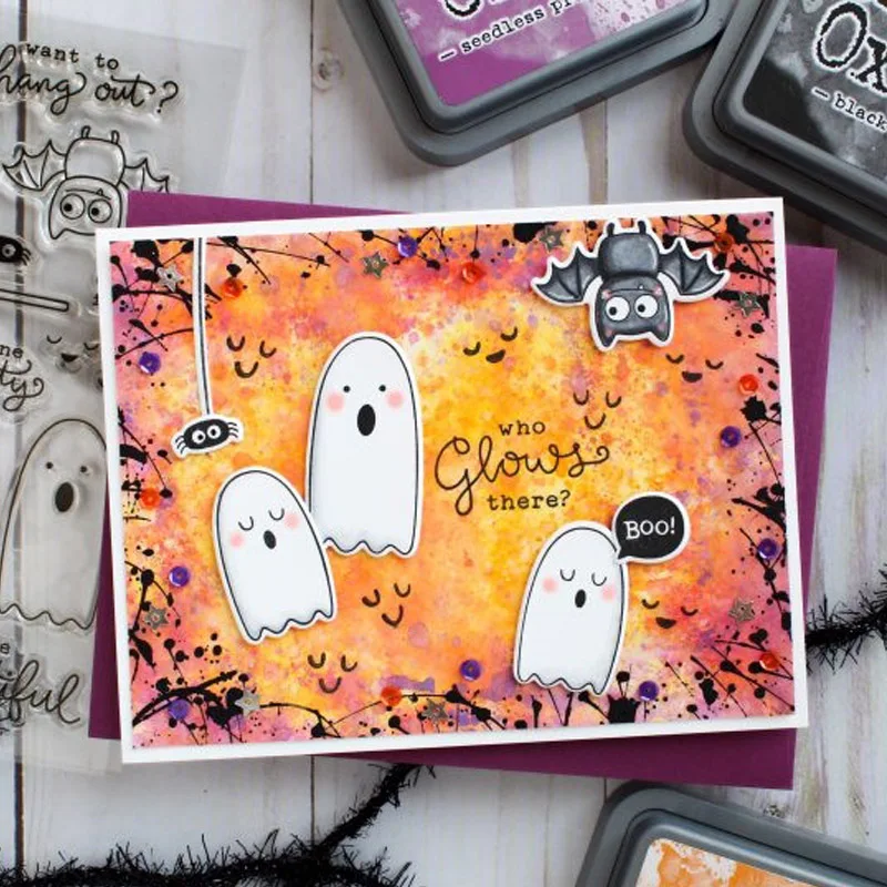 

Transparent Clear Stamps Halloween Series Lovely Pumpkin Bat Bone Kitten Artistic Letters For DIY Scrapbooking Cards Crafts 201