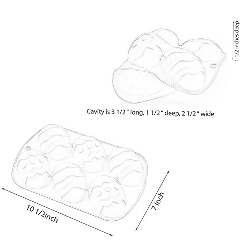 

2 Color 6-grid Egg Silicone Chocolate Mold Large Easter Egg Rabbit Mold For Cocoa Bombs & Breakable Egg Chocolate Shells