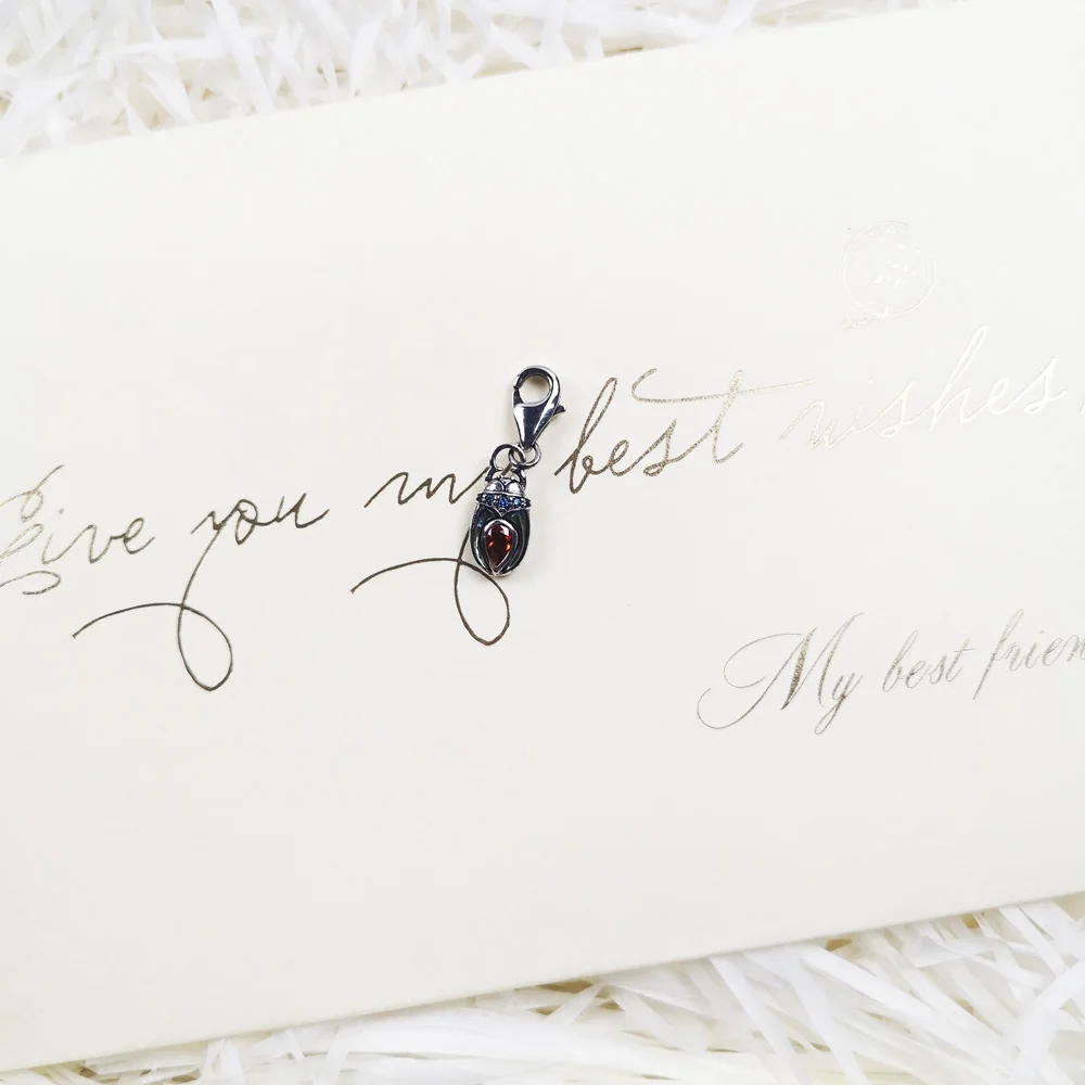 Очаровательная подвеска Жук 925 стерлингового серебра с цветными камнями для