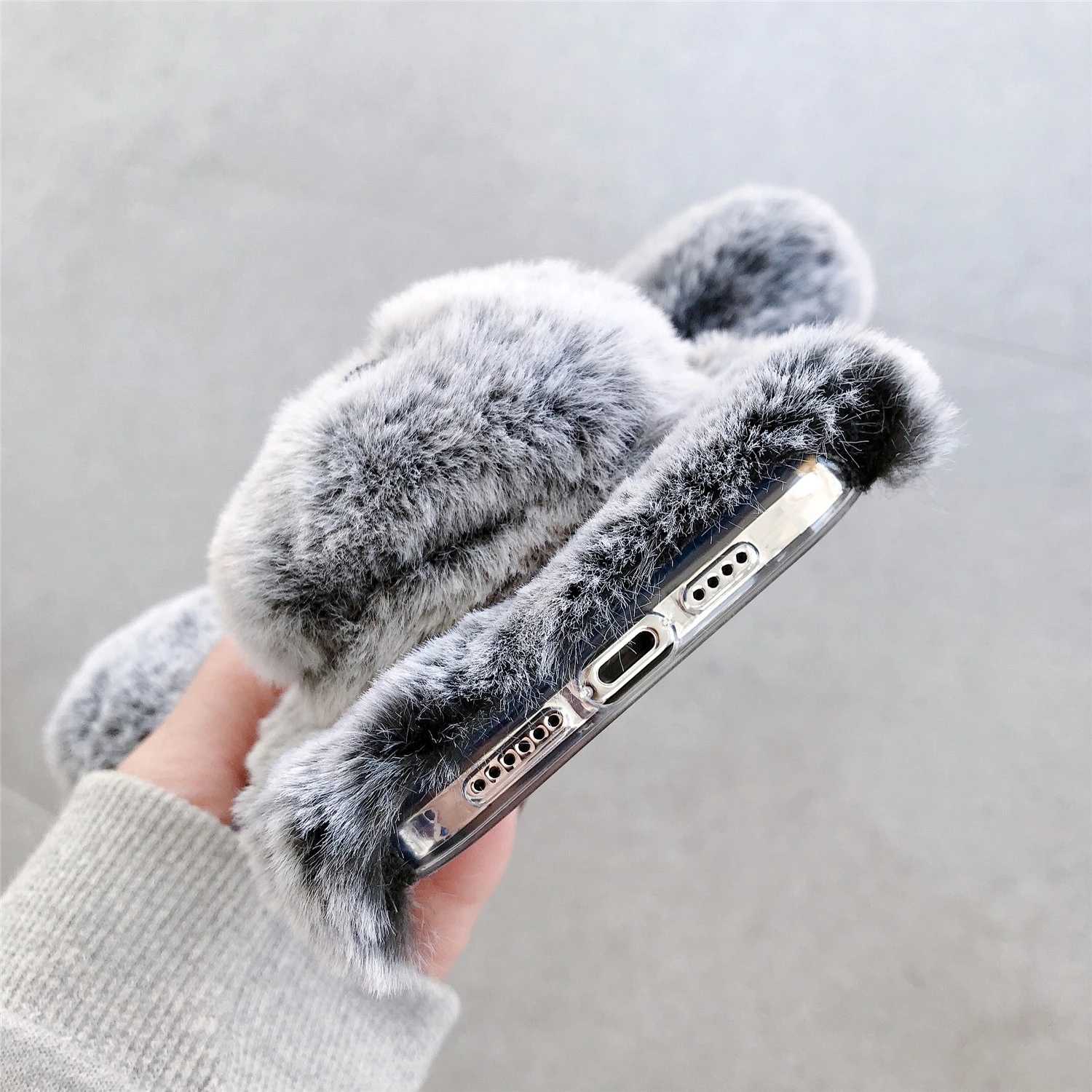 

Fur Plush Cute 3D Winter Warm Dog Ears Phone Case For Apple iPhone 12 Mini Pro Max Fuzzy Cover Back Case For Girls