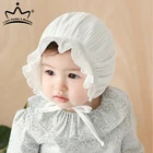 Детская шапочка из хлопка для девочек, шляпа принцессы с оборками, весенне-летняя Солнцезащитная шляпа, винтажные шапки для новорожденных