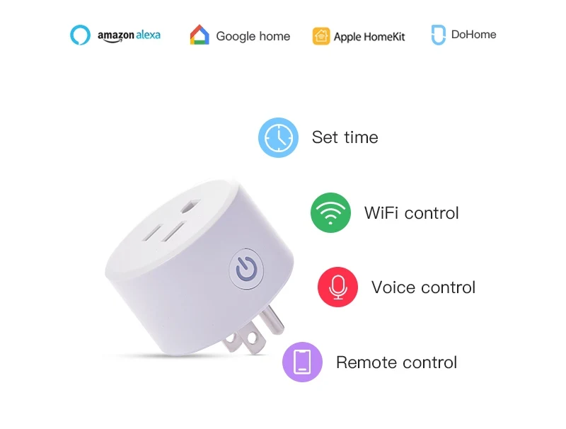 Умная розетка Dohome с Wi Fi работает Apple HomeKit (iOS12 или +)Alexa/Google Assistant таймер не требуется