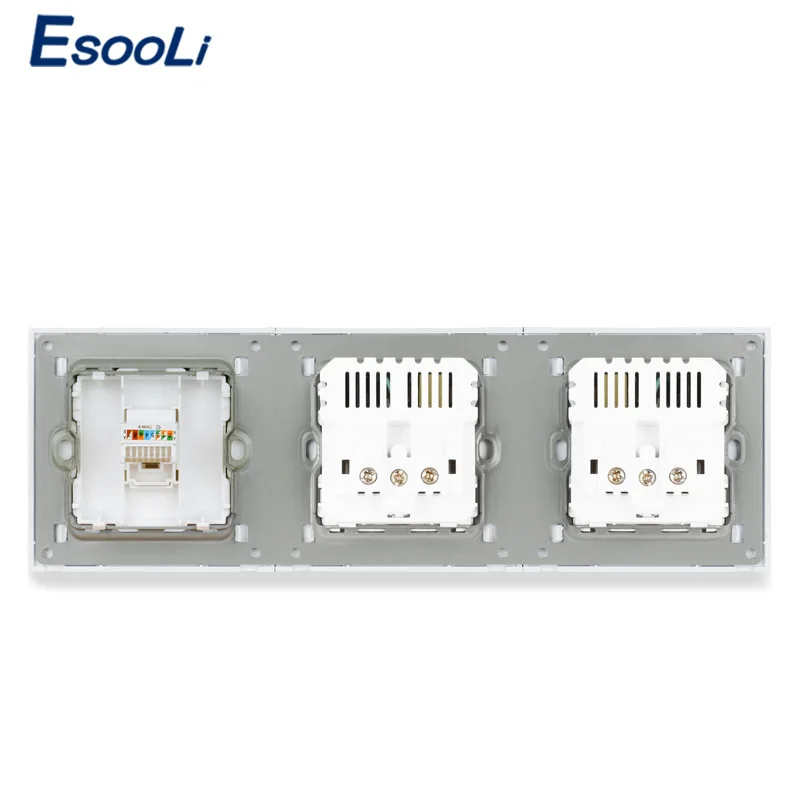Стеклянная панель ESOOLI розетка с двойным французским стандартом 4 порта USB для