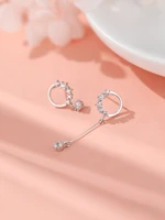 925 sterling silver circle design earrings for female temperament niche earrings fashion asymmetric earrings for modern women