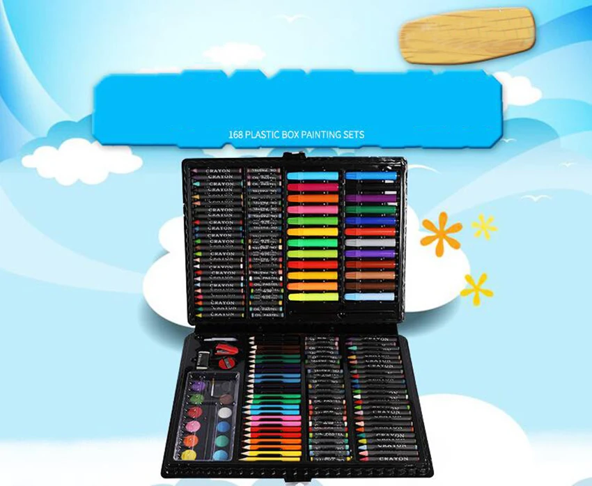 168pcs Drawing Art Set School Painting Pen Marker Watercolor Brush Pen For Kids Gift Box Art Supplies with logo