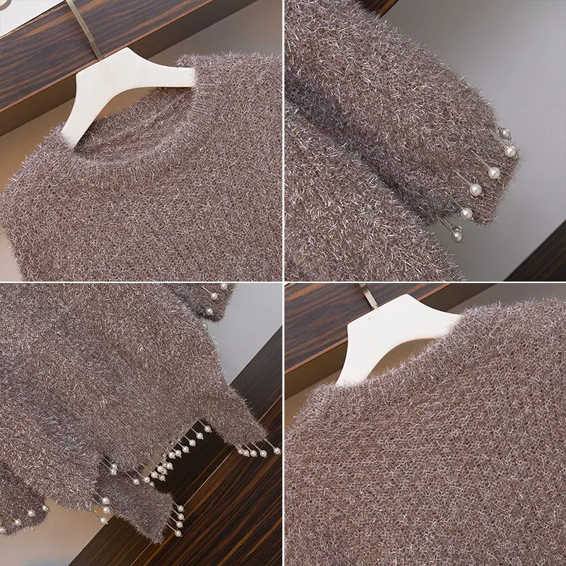 Женский свободный длинный свитер большого размера пуловер Модный повседневный