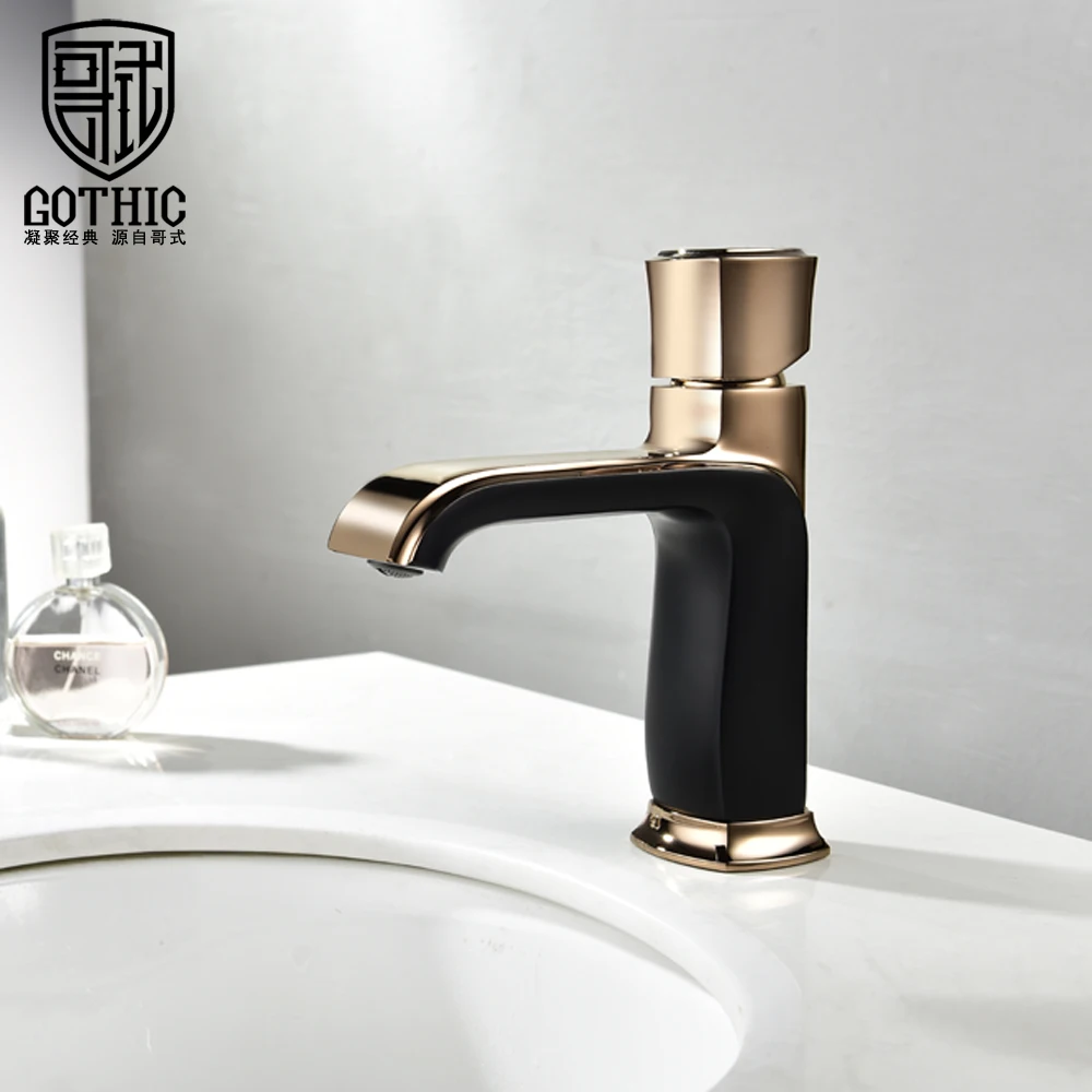 

Bathroom Sink Tap German Craft Brass Brushed Gold Black White Basin Faucet Washbasin Splash Proof Cold and Hot Water Mixer Tap