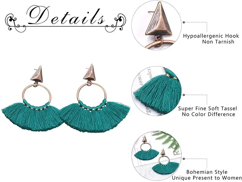 EVBEA 6 пар серьги с кисточками гипоаллергенный большой обруч висячие бахрома Boho