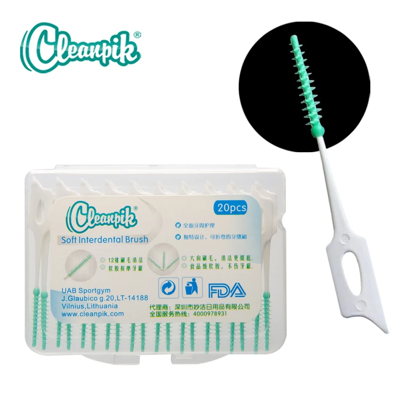 20 шт./упак. Мягкая силиконовая нить гингиваль щетка зубочистка зубная для чистки